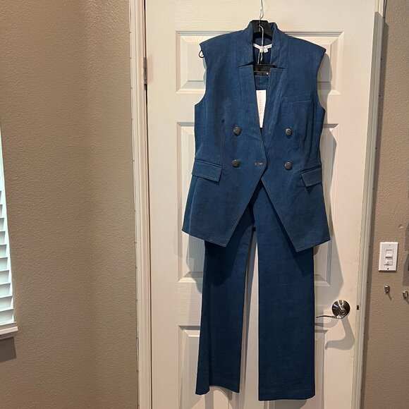 NWT Veronica Beard Amika Vest (Cosmo Blue) Size 10 US (Matching Pants in Closet) - Picture 11 of 11